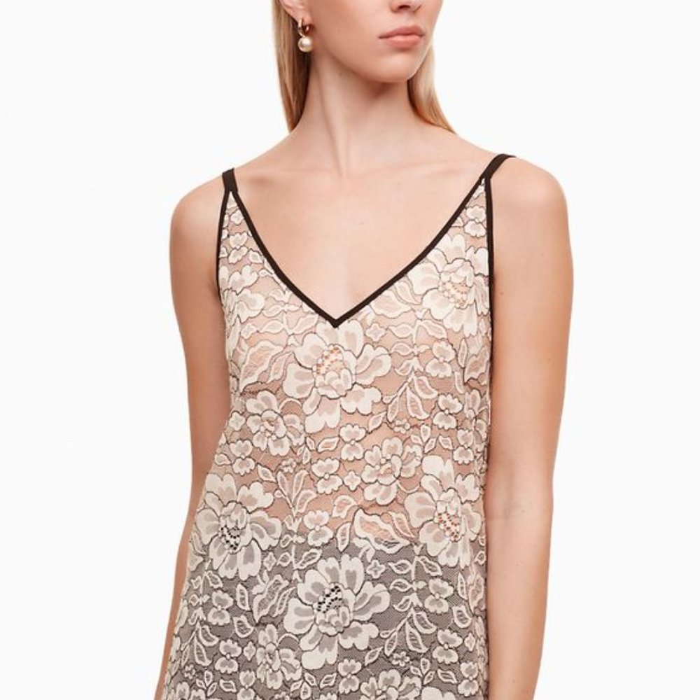 Babaton White Lace Halsmann Blouse NWOT